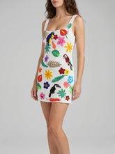 Sofia Tropical White Mini Dress