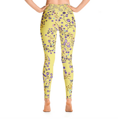 High Waist Yoga Leggings in Yellow Garden