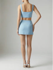 Vegas Embroidered Co-Ord Top– Blue Sparkle