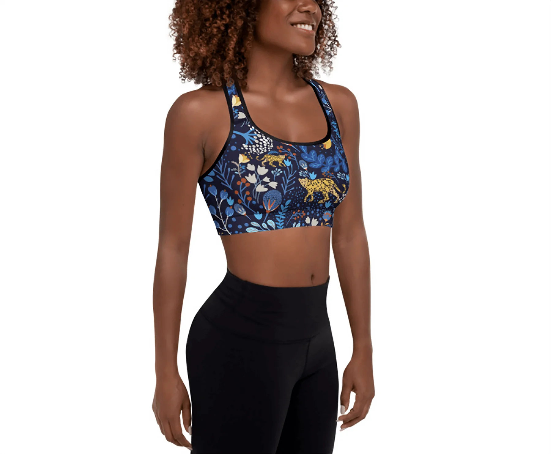 Sports Bra in Blue Leopards