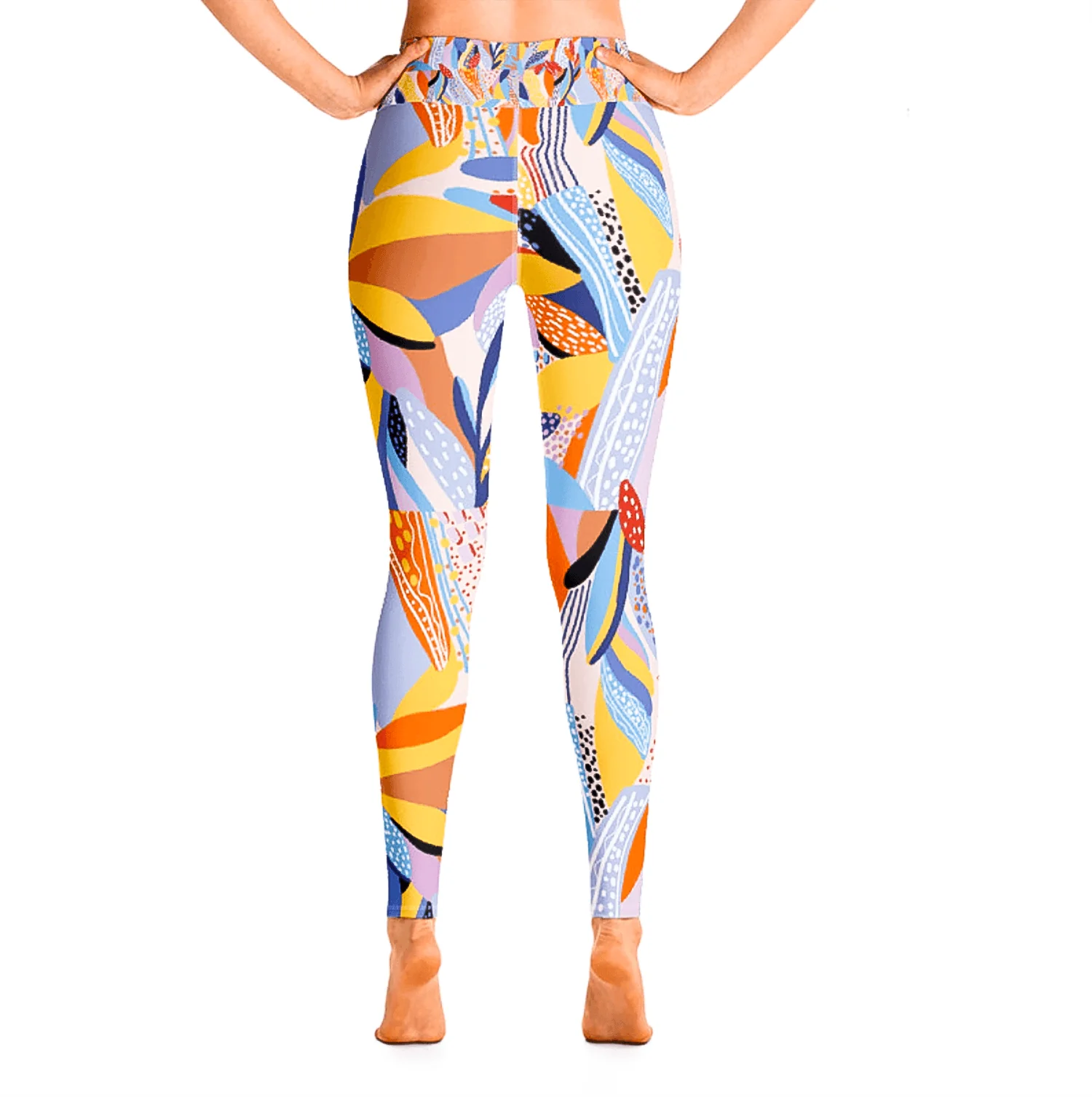 High Waist Yoga Leggings in Tropical Red