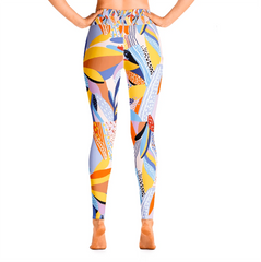 High Waist Yoga Leggings in Tropical Red