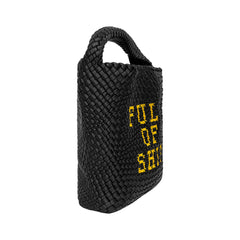 Black Embroidered Bucket Bag