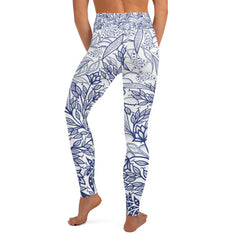 High Waist Yoga Leggings in Flower Drawing