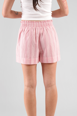 Lomandra Striped Ethical-Cotton Pyjama Shorts - Sunset Peach