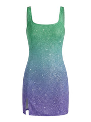 Sofia Hand Beaded Party Dress Orange Ombré