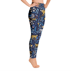 High Waist Yoga Leggings in Blue Leopards