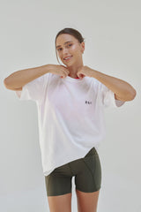Unisex Oversized Cotton T-Shirt With "Rise Above It All" Logo -White R1