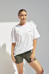 Unisex Oversized Cotton T-Shirt With "Rise Above It All" Logo -White R1