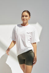Unisex Oversized Cotton T-Shirt With "Rise Above It All" Logo -White R1
