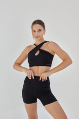 NEW AirRise Convertible Cross Over Keyhole Sports Bra - Black