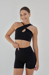 NEW AirRise Convertible Cross Over Keyhole Sports Bra - Black