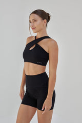 NEW AirRise Convertible Cross Over Keyhole Sports Bra - Black