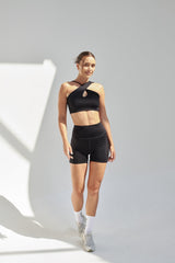 NEW AirRise Convertible Cross Over Keyhole Sports Bra - Black
