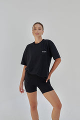 RAIA Unisex Oversized Cotton T-Shirt With "Rise Above It All" Logo -Black R1