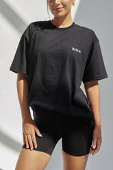 RAIA Unisex Oversized Cotton T-Shirt With "Rise Above It All" Logo -Black R1