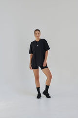 Unisex Oversized Cotton T-Shirt With "Rise Above It All" Logo -Black R2