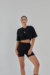 Unisex Oversized Cotton T-Shirt With "Rise Above It All" Logo -Black R2