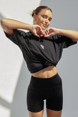 Unisex Oversized Cotton T-Shirt With "Rise Above It All" Logo -Black R2