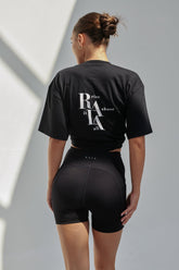 Unisex Oversized Cotton T-Shirt With "Rise Above It All" Logo -Black R2