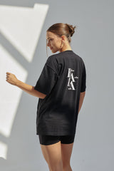 Unisex Oversized Cotton T-Shirt With "Rise Above It All" Logo -Black R2