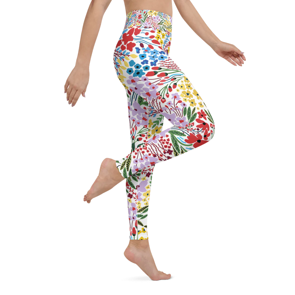 High Waist Yoga Leggings in Blooms