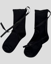 Lara Satin Trim Cotton Socks - 2 Pairs