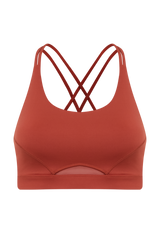 POWERFLOW LIGHT SUPPORT STRAPPY SPORTS BRA BURNT ORANGE