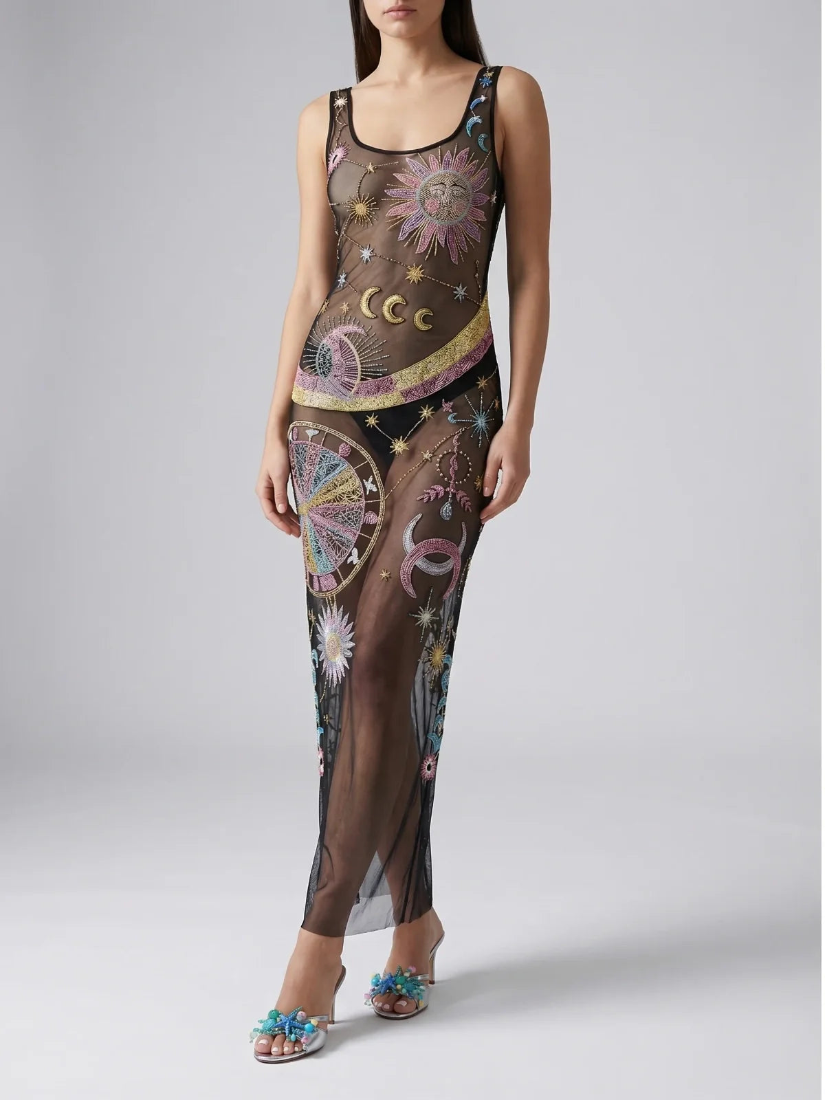 Starlit Cosmos Sheer Maxi Dress
