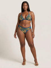 Tropical Pineapple Beaded Bikini Top in Blue