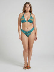 Sunshine Glow Beaded Bikini Top in Green