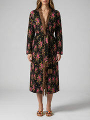 Midnight Bloom Fringe Robe