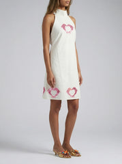 Dolphin Heart Halter White Dress