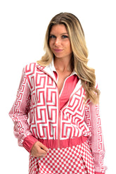 Azalea Maze Jacket | Pink & White