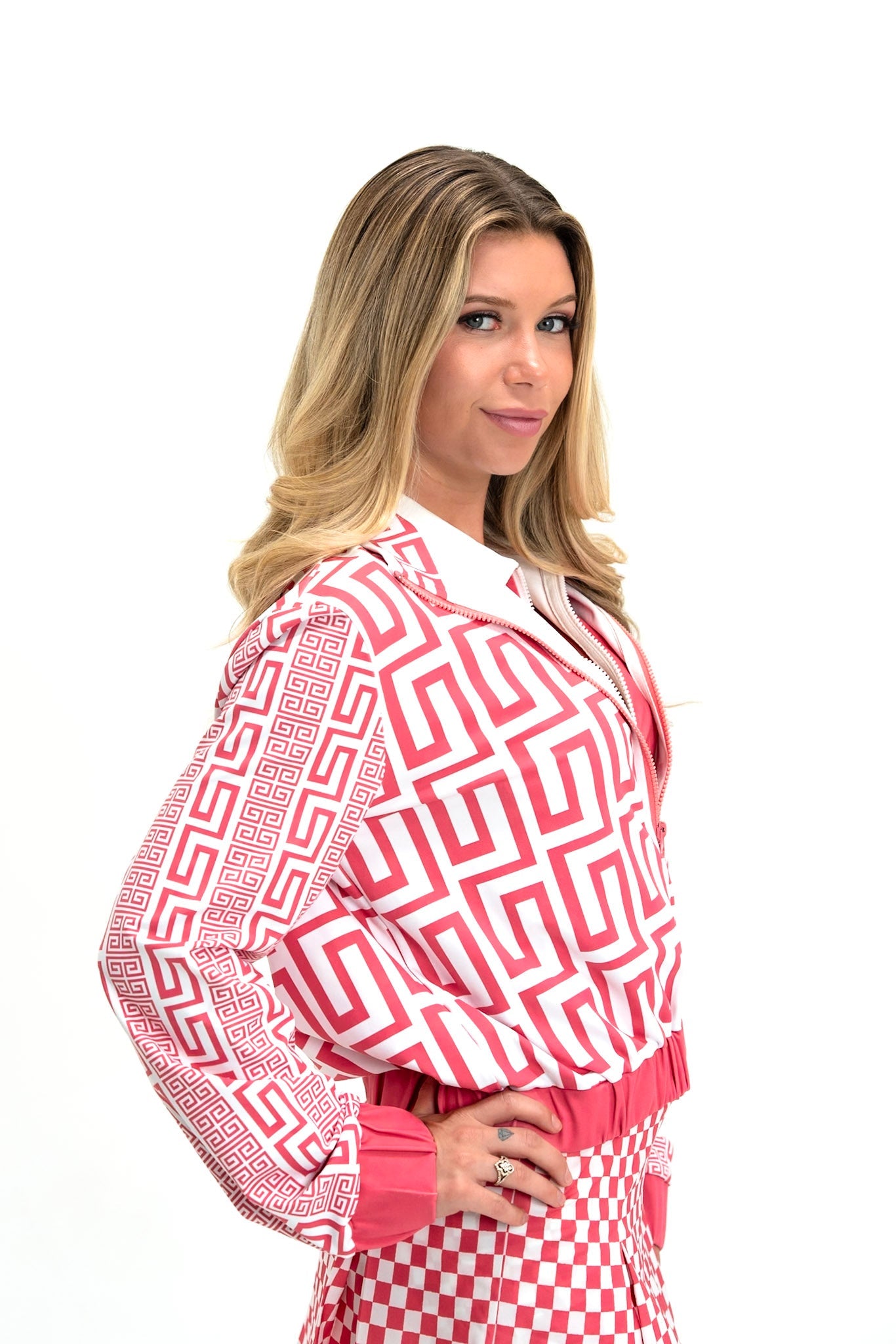 Azalea Maze Jacket | Pink & White