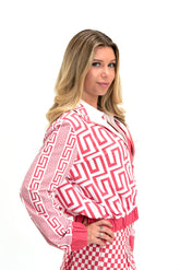 Azalea Maze Jacket | Pink & White