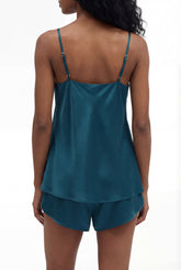 The Lady Silk Shorts Teal Eclipse