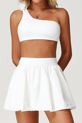 AYA One Shoulder Bra Top and Skirt Set (With Flower)