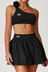 AYA One Shoulder Bra Top and Skirt Set (With Flower)