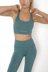 POWERFLOW LIGHT SUPPORT STRAPPY SPORTS BRA SLATE BLUE