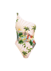 Paisley One Shoulder Luxe Swimsuit - Pink