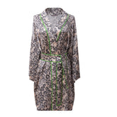 Silk Short Kimono Robe Animal Print