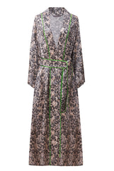 Silk Long Kimono Robe Animal Print