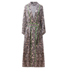 Silk Long Kimono Robe Animal Print