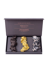 Large Silk Scrunchie Set Brown/PannaCotta/Animal