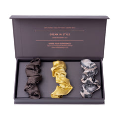 Large Silk Scrunchie Set Brown/PannaCotta/Animal