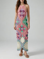 Rowan Halter Maxi Crochet Dress Multi