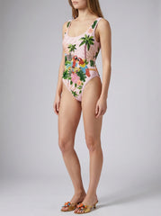 Maya Scoop Back Tropical Swimsuit - Pink