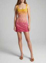 Sofia Hand Beaded Party Dress Orange Ombré