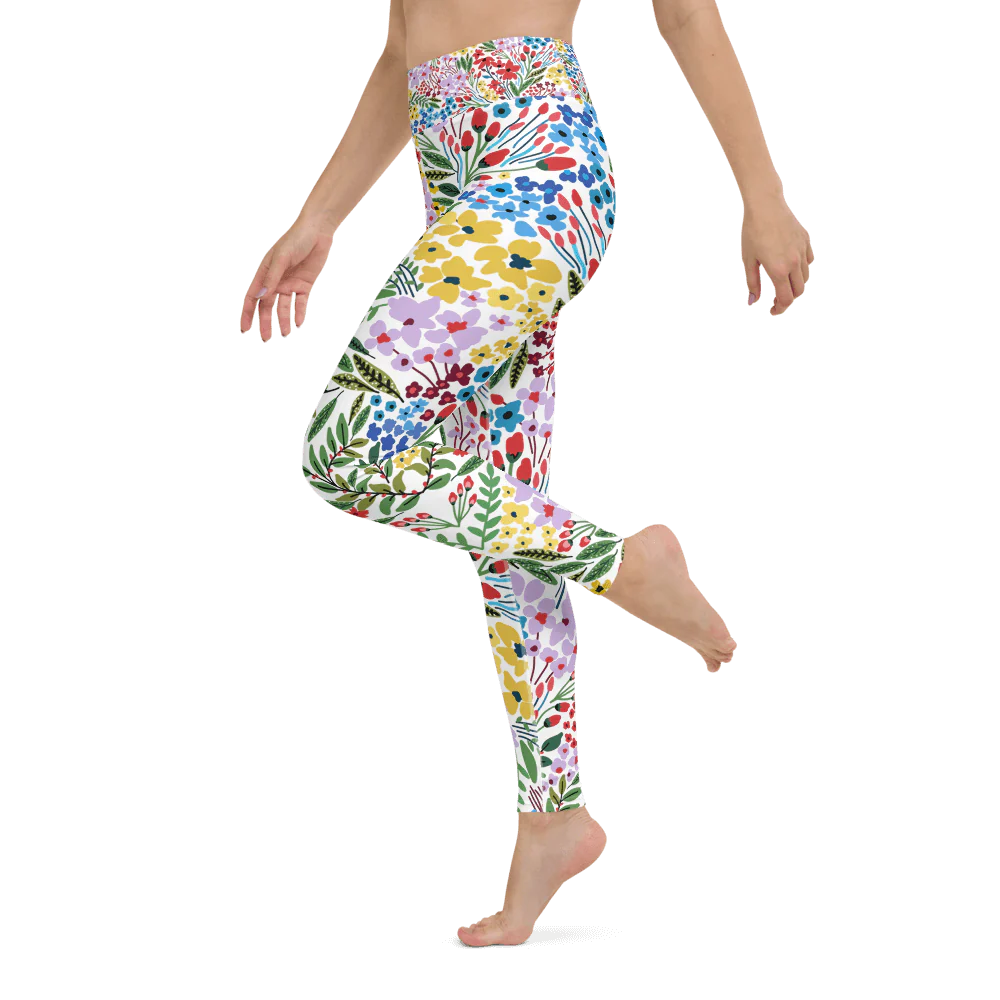 High Waist Yoga Leggings in Blooms